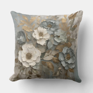 Staubblau-Sage-Gold-Cream-Farmhouse-Blumenmuster Kissen