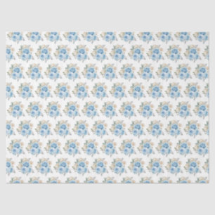 Staubblau silber elegante Blumen Seidenpapier
