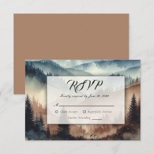 Staubblau und Mocha-Braune Berge RSVP Karte