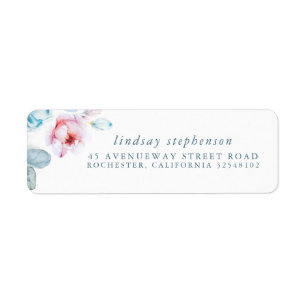 Staubblau und rosa Blumen Elegante Wasserfarbe