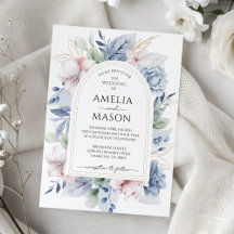 Staubblau und Rosé Floralbogen Hochzeit