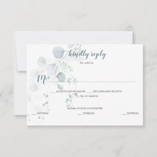 Staubblau und Salbeigrün Eukalyptus-Menüauswahl RSVP Karte