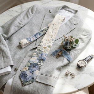 Staubblau Wildblumen Floral Frühlingshochzeit Herr Krawatte