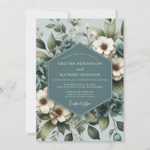 Staubblaue Anemonenblüten-Hochzeit Einladung