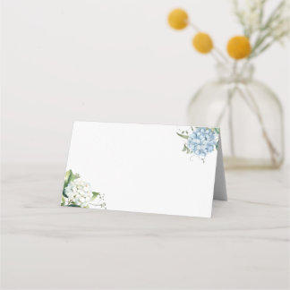 Staubblaue Aquarell-Blumenwappen-Platzkarte Platzkarte