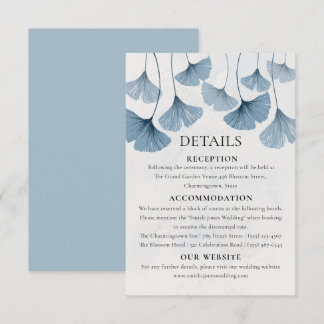 Staubblaue Aquarell-Botanical-Hochzeit Begleitkarte