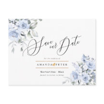 Staubblaue Aquarellrosen - Save the Date