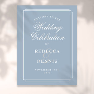 Staubblaue Art Deco Hochzeits-Willkommensschild Poster