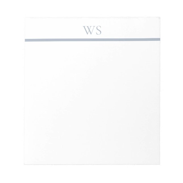Staubblaue Balken-Monogramm-Notizblock Notizblock (Vorderseite)