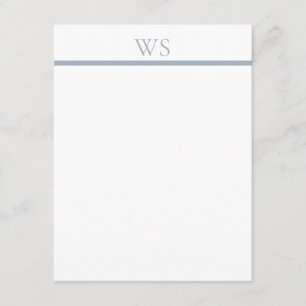 Staubblaue Bar-Monogramm-Elegante-Flach-Notizkarte Mitteilungskarte