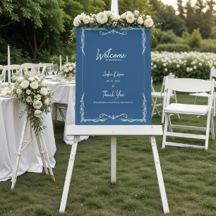 Staubblaue Black-Tie-Hochzeitsbegrüßung Poster