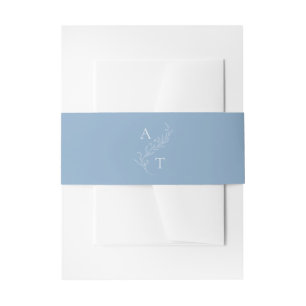 Staubblaue Blatt-Monogramm-Hochzeit Einladungsbanderole