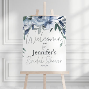 Staubblaue Blumen Eleganter Brautparty-Plakat Poster