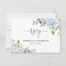 Staubblaue Blumen-Eukalyptus-Hochzeits-RSVP-Karte RSVP Karte