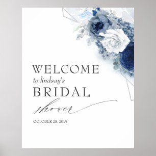 Staubblaue Blumen Hochzeit / Baby Shower Willkomme Poster