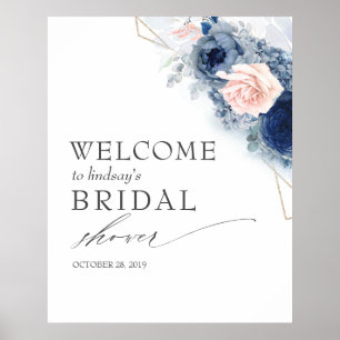 Staubblaue Blumen Hochzeit / Baby Shower Willkomme Poster