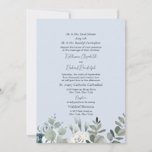Staubblaue Blumen Hochzeit Formal Beide Eltern Einladung