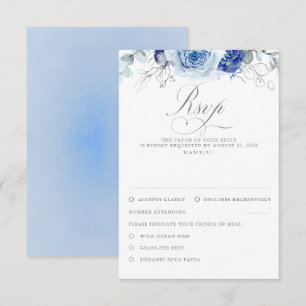 Staubblaue Blumen Hochzeit RSVP Karte