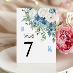 Staubblaue Blumen Hochzeit Tischnummer
