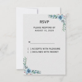 Staubblaue Blumen-Hochzeits-RSVP-Karten-Vorlage RSVP Karte