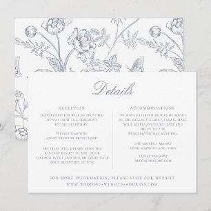 Staubblaue Blumen Hochzeitsdetails Karte