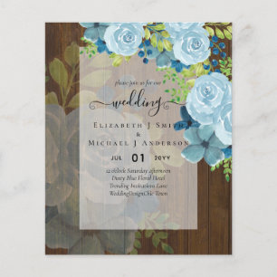 STAUBBLAUE BLUMEN HOCHZEITSEINLADUNGEN - BUDGET FLYER