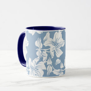 Staubblaue Blumen-Linienkunst Keramik-Kaffeetasse Tasse