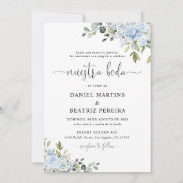 Staubblaue Blumeneukalyptus-Hochzeitseinladung Einladung