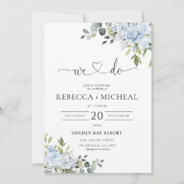 Staubblaue Blumeneukalyptus-Hochzeitseinladung Einladung