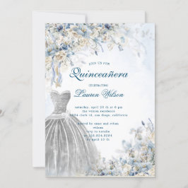 staubblaue Blüte Quinceañera Einladung