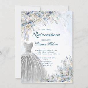 staubblaue Blüte Quinceañera Einladung