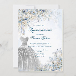 staubblaue Blüte Quinceañera Einladung