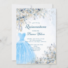 staubblaue Blüte Quinceañera Einladung