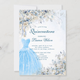 staubblaue Blüte Quinceañera Einladung