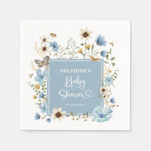 Staubblaue Boho-Wildblumen-Baby-boy-Shower-Serviet Serviette