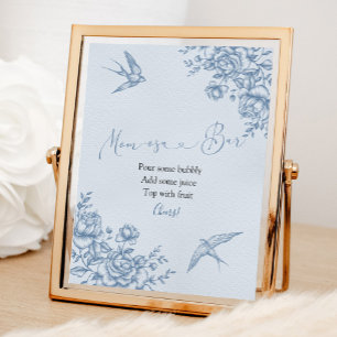 Staubblaue Chinoiserie-Baby-Mom-osa-Bar-Schild Poster