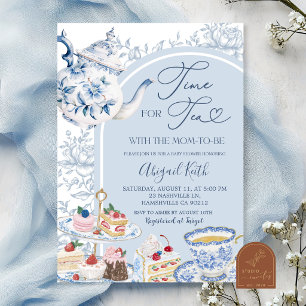 Staubblaue Chinoiserie-Teeparty-Baby-Shower-Einlad Einladung