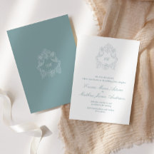 Staubblaue Crest-Monogramm-Sophisticated-Hochzeit