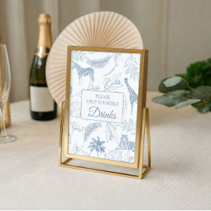 Staubblaue Dschungelsafari-Tiere Baby Shower Geträ Poster