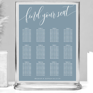 Staubblaue einfache Hochzeit Sitzordnung Poster
