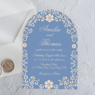 Staubblaue elegante mexikanische Hochzeitseinladun Einladung
