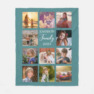 Staubblaue Familienfoto-Collage-Decke Fleecedecke