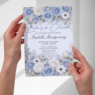 Staubblaue Farbpalette Love Is in Bloom Brautparty Einladung