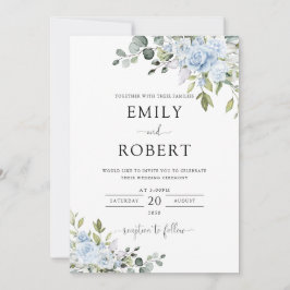Staubblaue Florale Eukalyptus Hochzeitseinladung Einladung