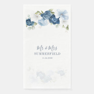 Staubblaue florale Eukalyptus-Sukkulenten-Hochzeit Serviette
