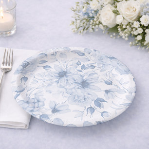 Staubblaue Florale Hochzeit Pappteller