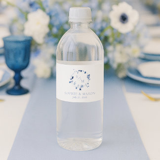 Staubblaue Florale Monogramm-Hochzeit