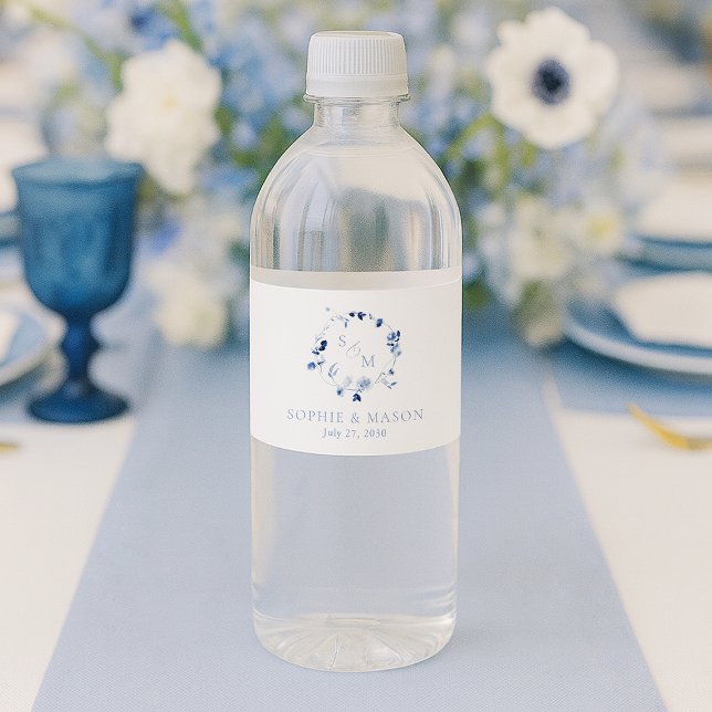 Staubblaue Florale Monogramm-Hochzeit (Von Creator hochgeladen)