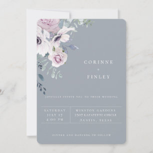 Staubblaue Garten-Blumen-Hochzeitseinladung Ankündigung