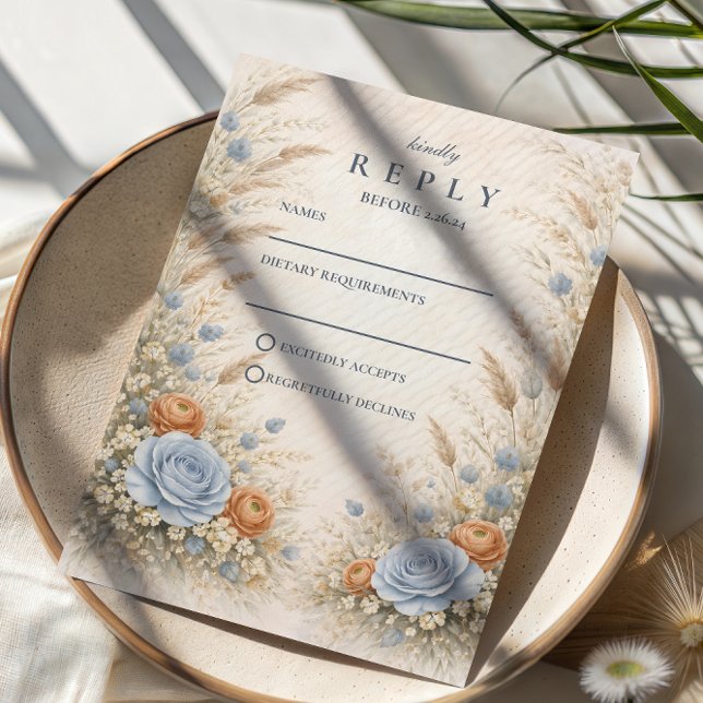 Staubblaue Gartenhochzeit RSVP Karte (Von Creator hochgeladen)